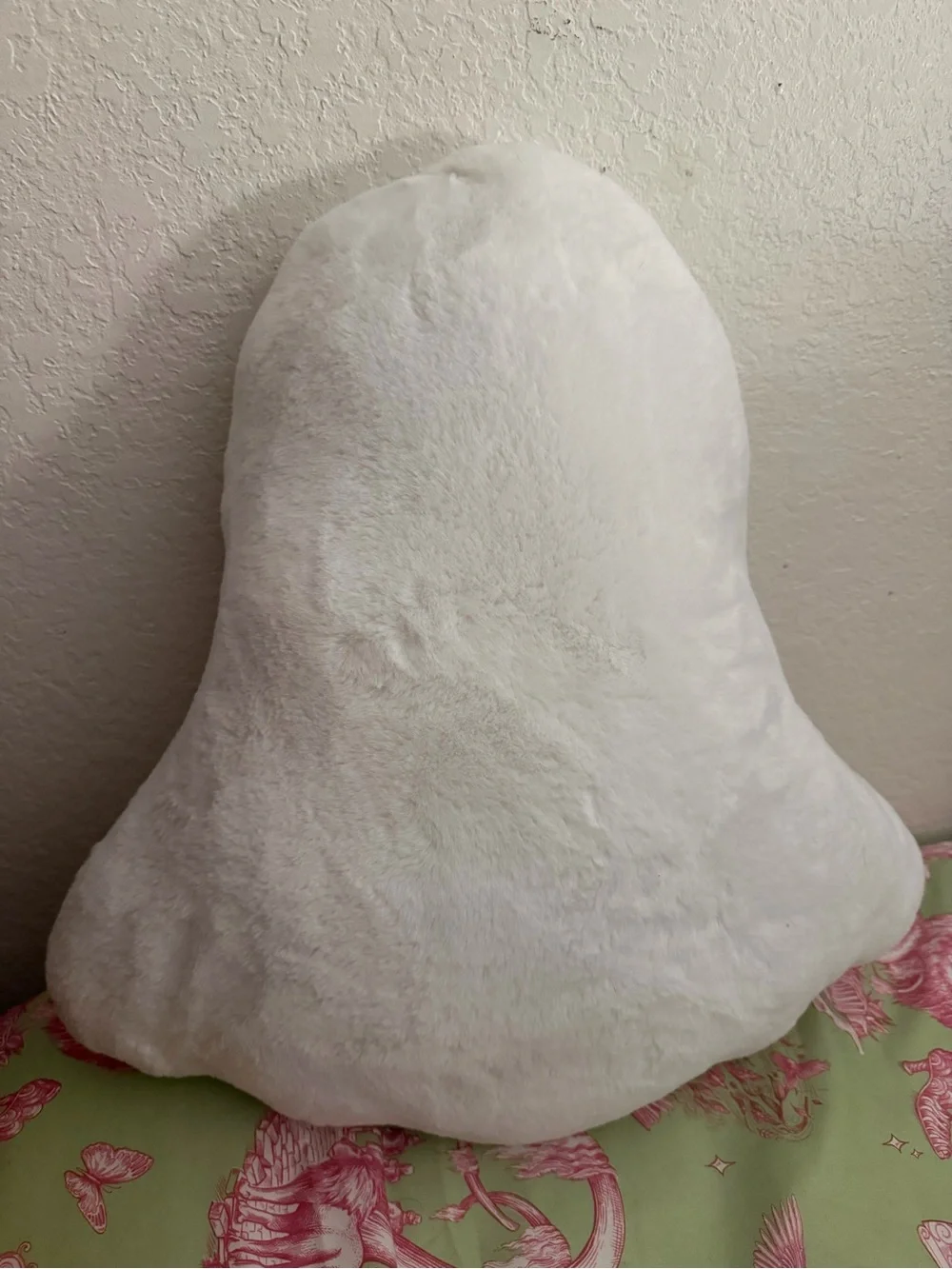 White Ghost Plush Pillow with Pink Accent